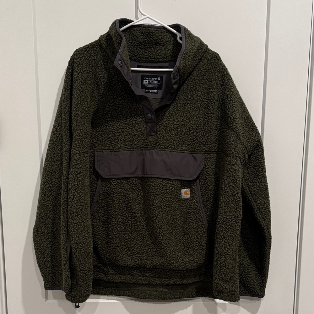 Carhartt Womens's 2X Dark Green Fleece 3/4 Sweater with front pocket